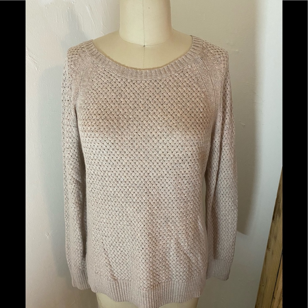 Anthropologie basket stitch fine oatmeal sweater
